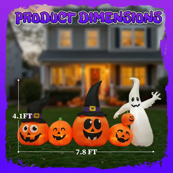 8FT Long Halloween Inflatables Pumpkins Ghost Outdoor Decorations